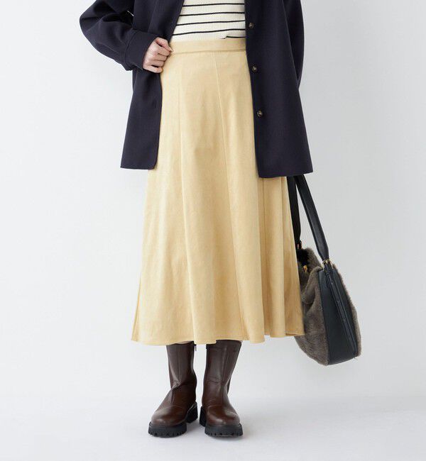 SHIPS Colors 「SHIPS Colors:〈手洗い可能〉フェイクスエード（ポリエステル）フレアスカート」|フレア|