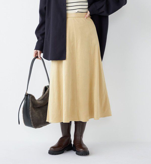SHIPS Colors 「SHIPS Colors:〈手洗い可能〉フェイクスエード（ポリエステル）フレアスカート」|フレア|