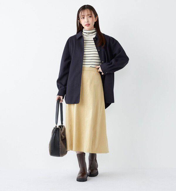 SHIPS Colors 「SHIPS Colors:〈手洗い可能〉フェイクスエード（ポリエステル）フレアスカート」|フレア|