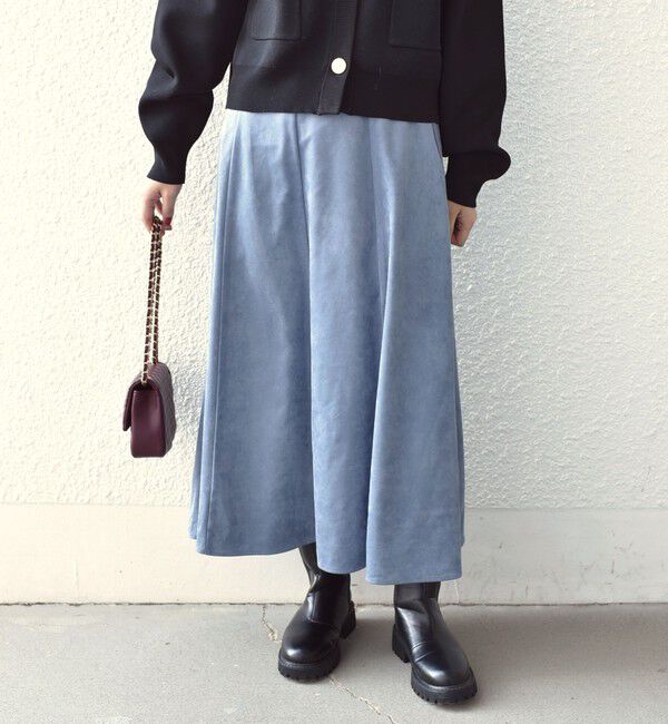SHIPS Colors 「SHIPS Colors:〈手洗い可能〉フェイクスエード（ポリエステル）フレアスカート」|フレア|ライトブルー