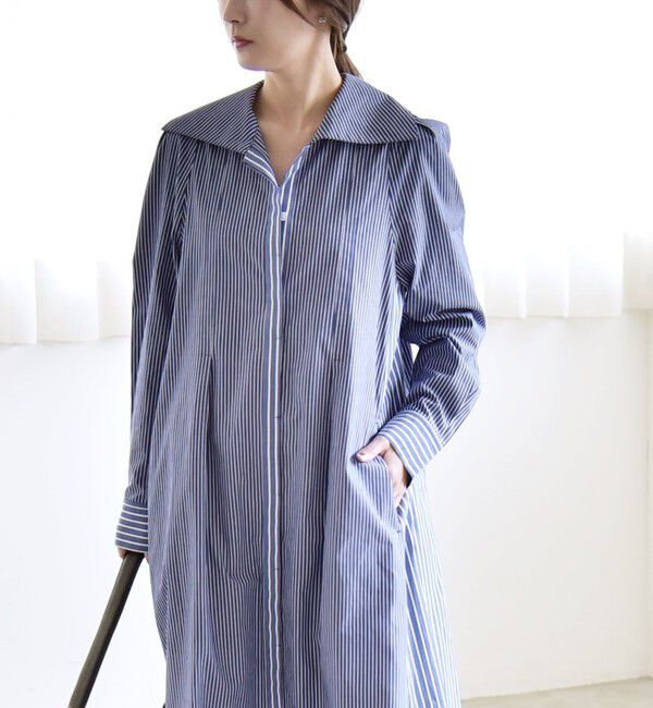 quaranciel「quaranciel:〈洗濯機可能〉ビッグカラー Aライン シャツ ワンピース」|ワンピース|