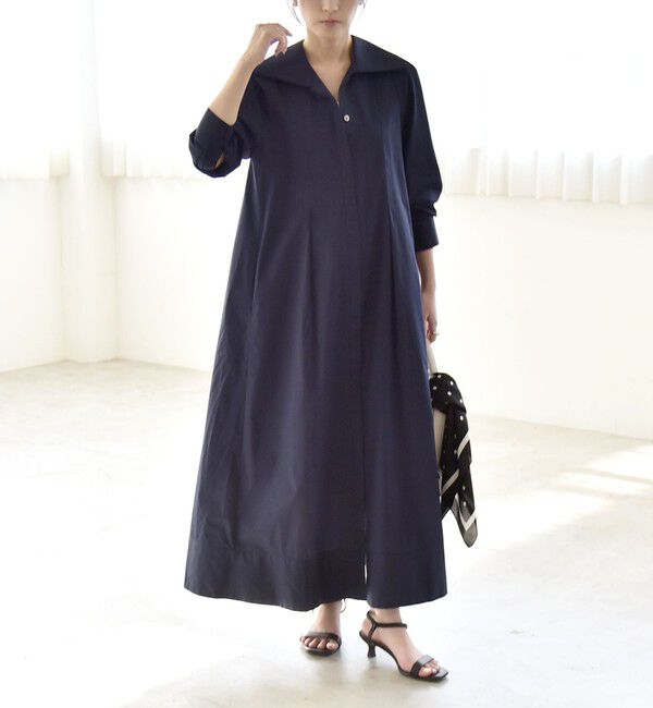 quaranciel「quaranciel:〈洗濯機可能〉ビッグカラー Aライン シャツ ワンピース」|ワンピース|