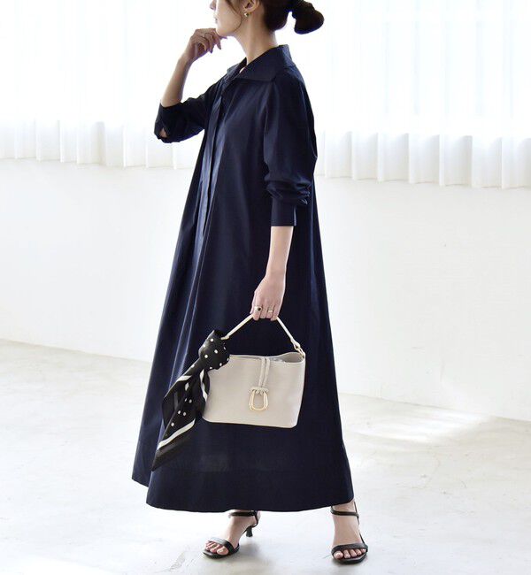 quaranciel「quaranciel:〈洗濯機可能〉ビッグカラー Aライン シャツ ワンピース」|ワンピース|