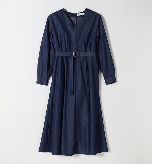 quaranciel「quaranciel:〈洗濯機可能〉ツイル Vネック ベルト フレア ワンピース」|ワンピース|