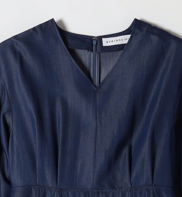 quaranciel「quaranciel:〈洗濯機可能〉ツイル Vネック ベルト フレア ワンピース」|ワンピース|