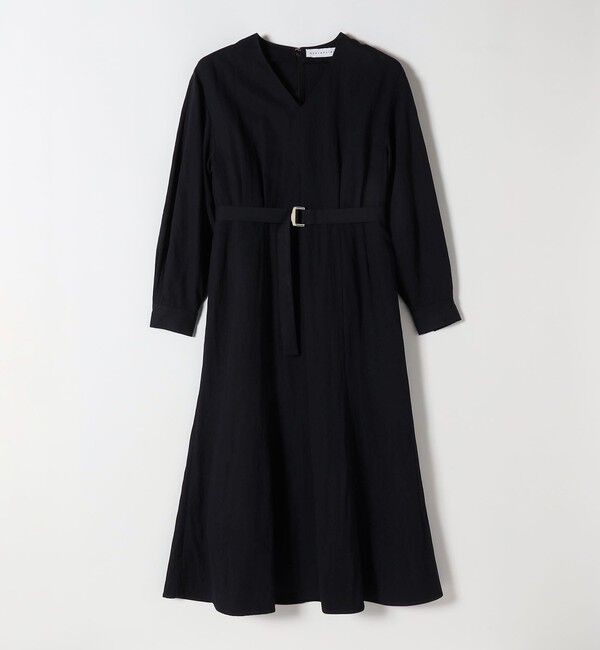 quaranciel「quaranciel:〈洗濯機可能〉ツイル Vネック ベルト フレア ワンピース」|ワンピース|