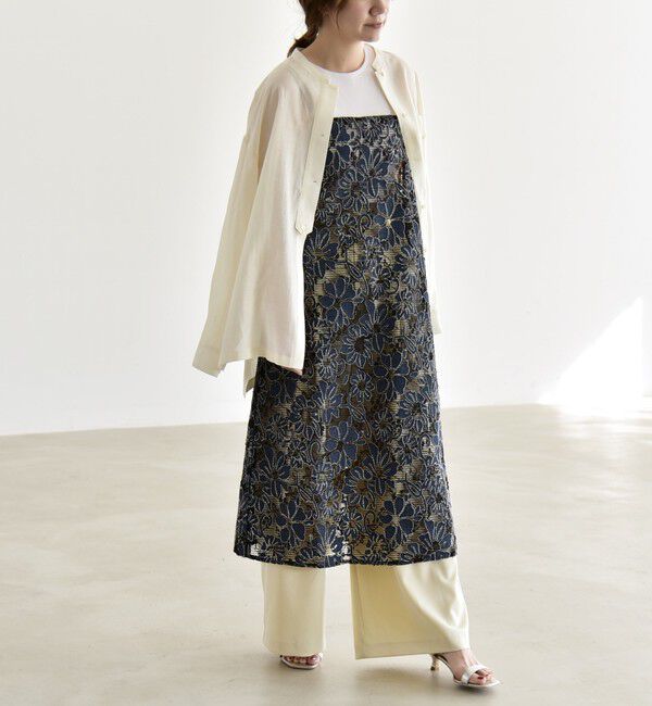 quaranciel「quaranciel:〈手洗い可能〉デニム フラワー レース キャミ ワンピース」|ワンピース|