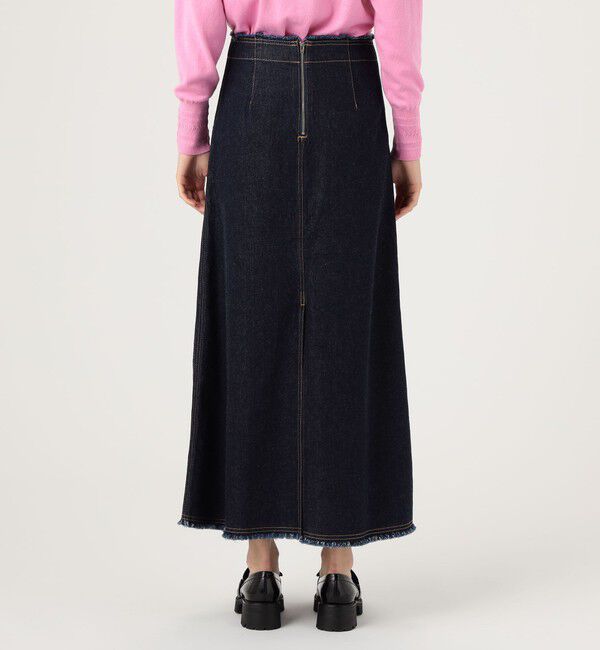 MACPHEE「コットンデニム セミフレアマキシスカート」|フレア|