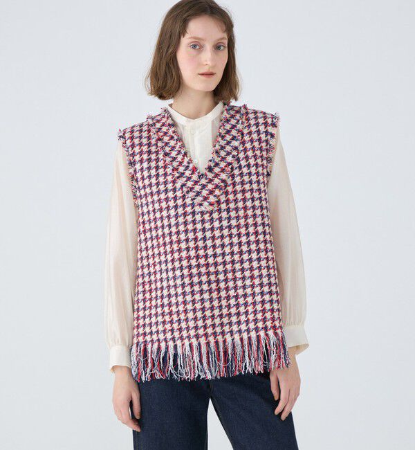 MACPHEE「メタリックツイード Vネックベスト」|ベスト・ジレ|