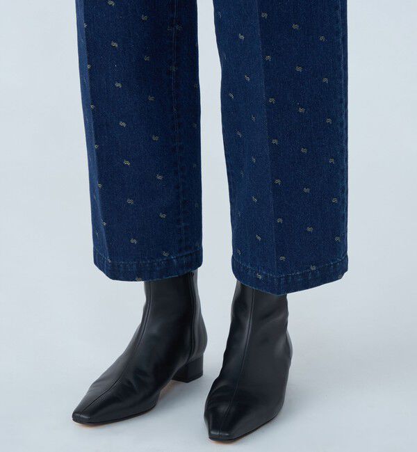 MACPHEE「デニムスパークジャカード タックストレートパンツ」|デニム|