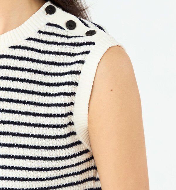 MACPHEE「マリンボーダー ノースリーブプルオーバー」|ニット・セーター|