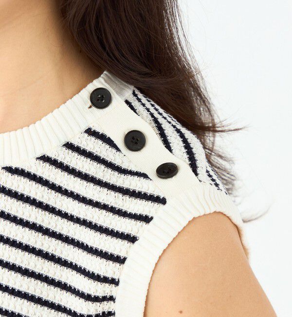 MACPHEE「マリンボーダー ノースリーブプルオーバー」|ニット・セーター|
