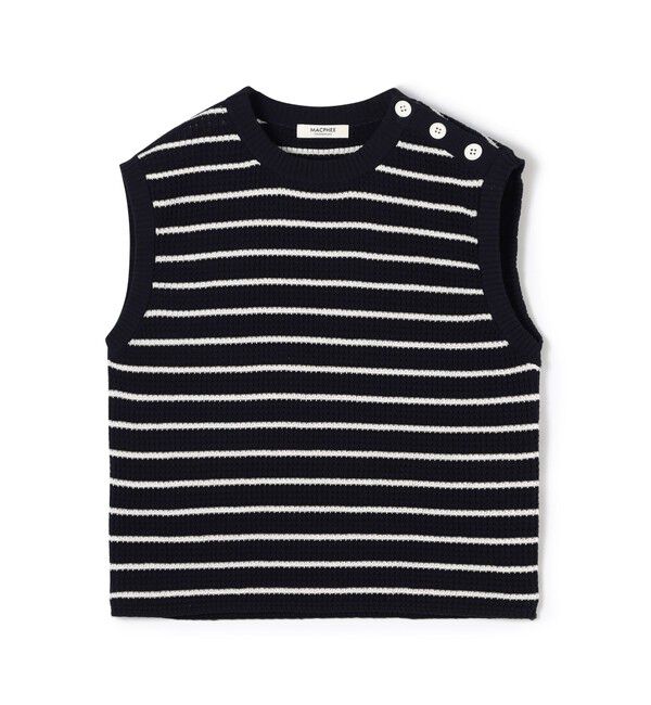 MACPHEE「マリンボーダー ノースリーブプルオーバー」|ニット・セーター|68 ネイビー系