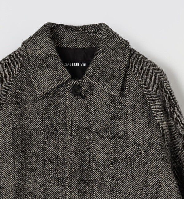 GALERIE VIE「ワイドヘリンボーン バルカラーコート」|ステンカラーコート|