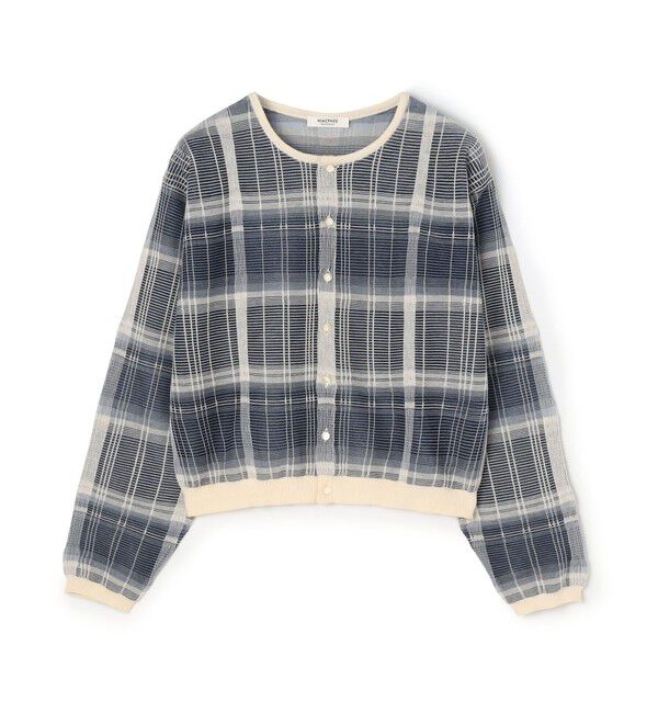 MACPHEE「【WEB先行予約】シアーチェック クルーネックカーディガン」|カーディガン|68 ブルー系