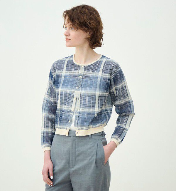 MACPHEE「【WEB先行予約】シアーチェック クルーネックカーディガン」|カーディガン|