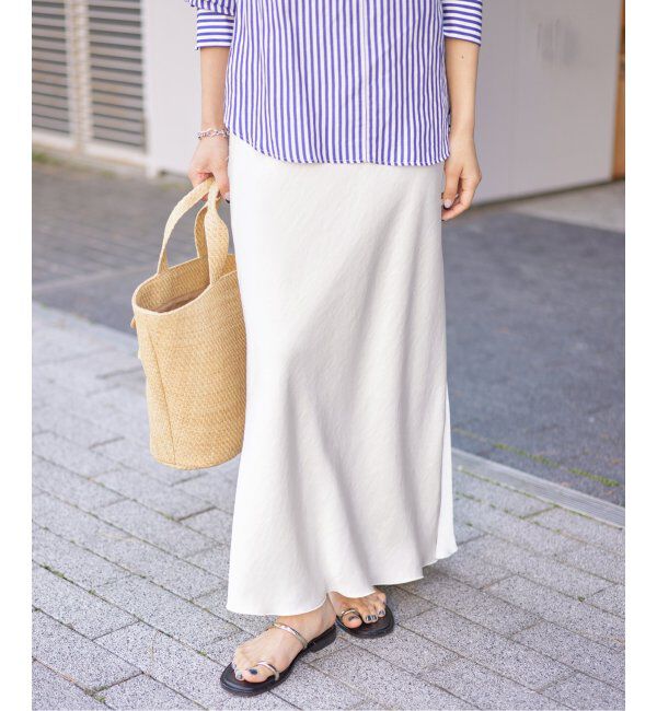 IENA「《追加11》ダブルサテンスカート」|スカート|ホワイト A