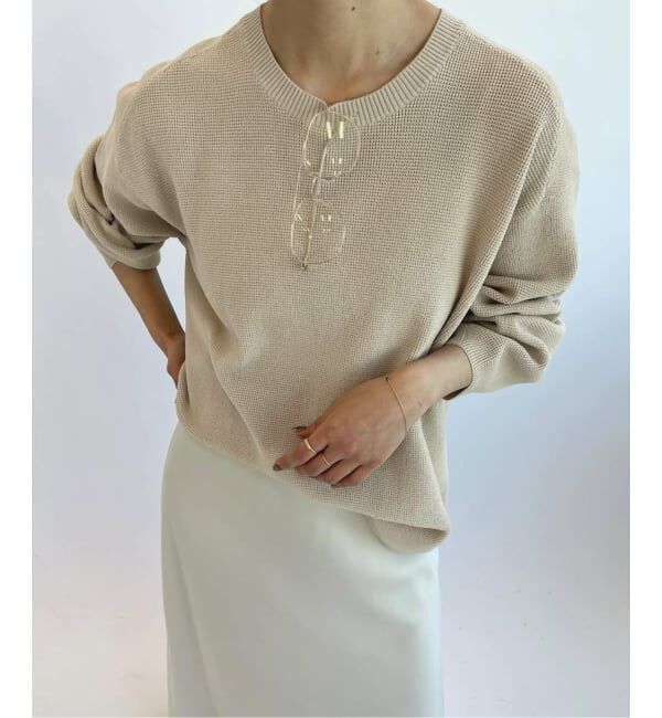 SLOBE IENA「ワッフルプルオーバー」|ニット・セーター|ベージュ