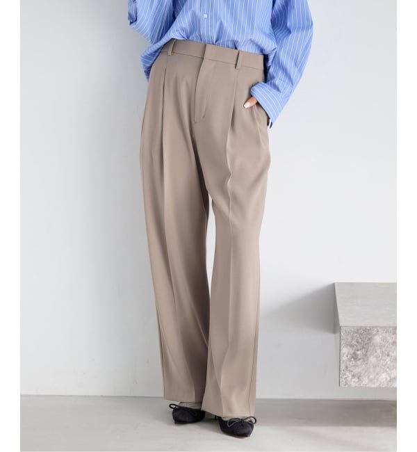 IENA「ウォッシャブル ジョーゼットスラックス」|スラックス|ベージュ