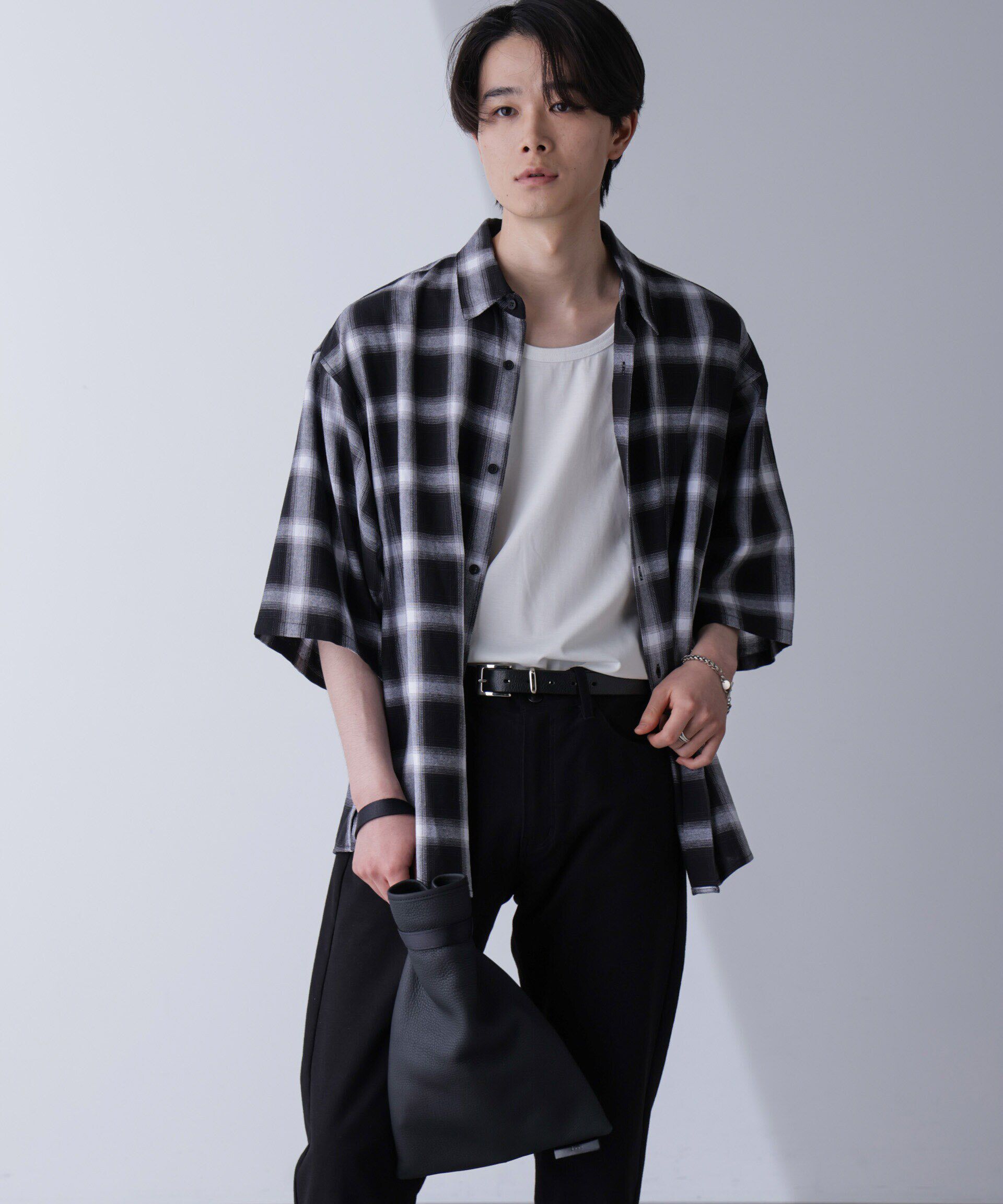 nano･universe「リラックスオンブレーチェックシャツ 半袖」|シャツ・ブラウス|