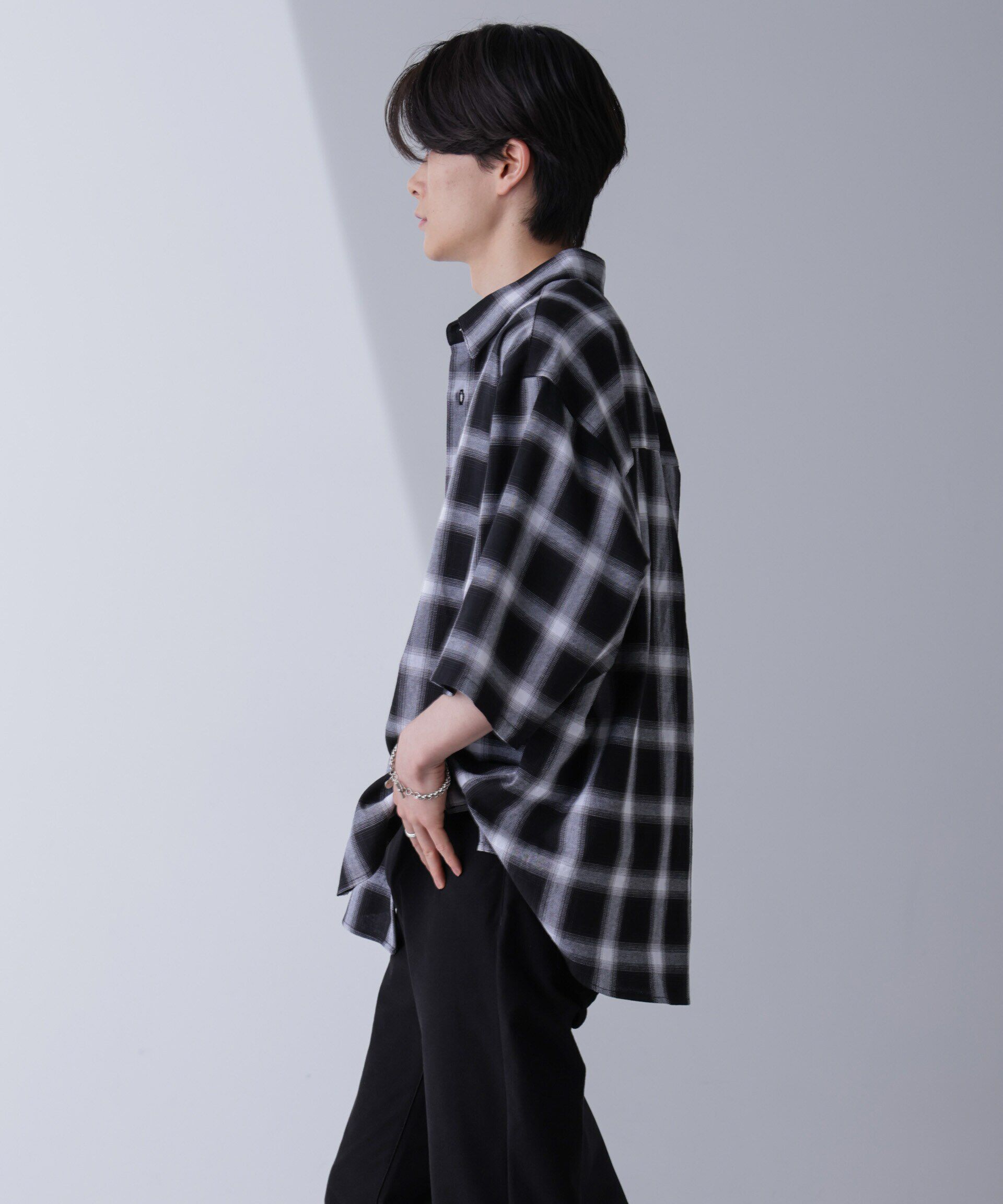 nano･universe「リラックスオンブレーチェックシャツ 半袖」|シャツ・ブラウス|