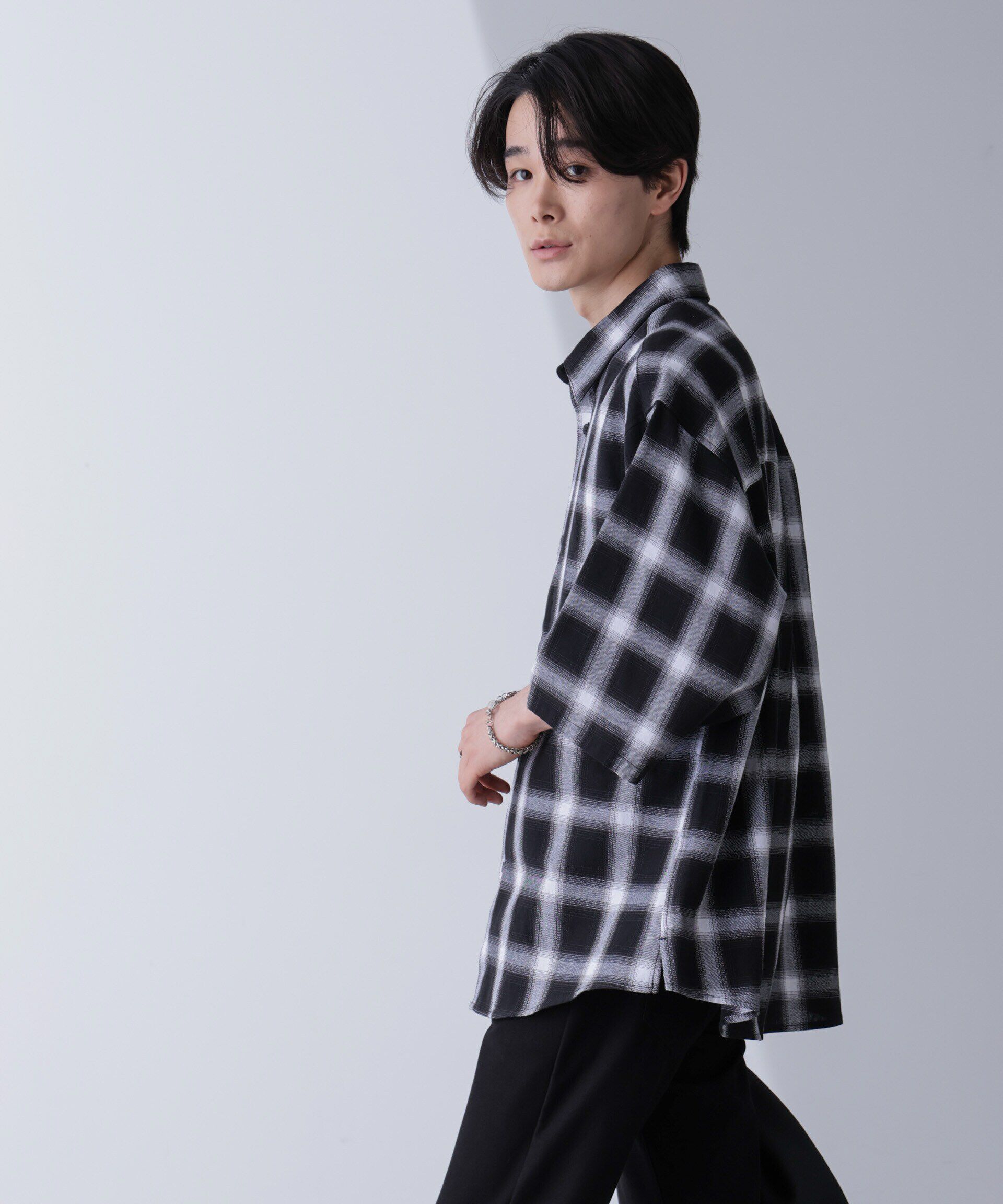 nano･universe「リラックスオンブレーチェックシャツ 半袖」|シャツ・ブラウス|