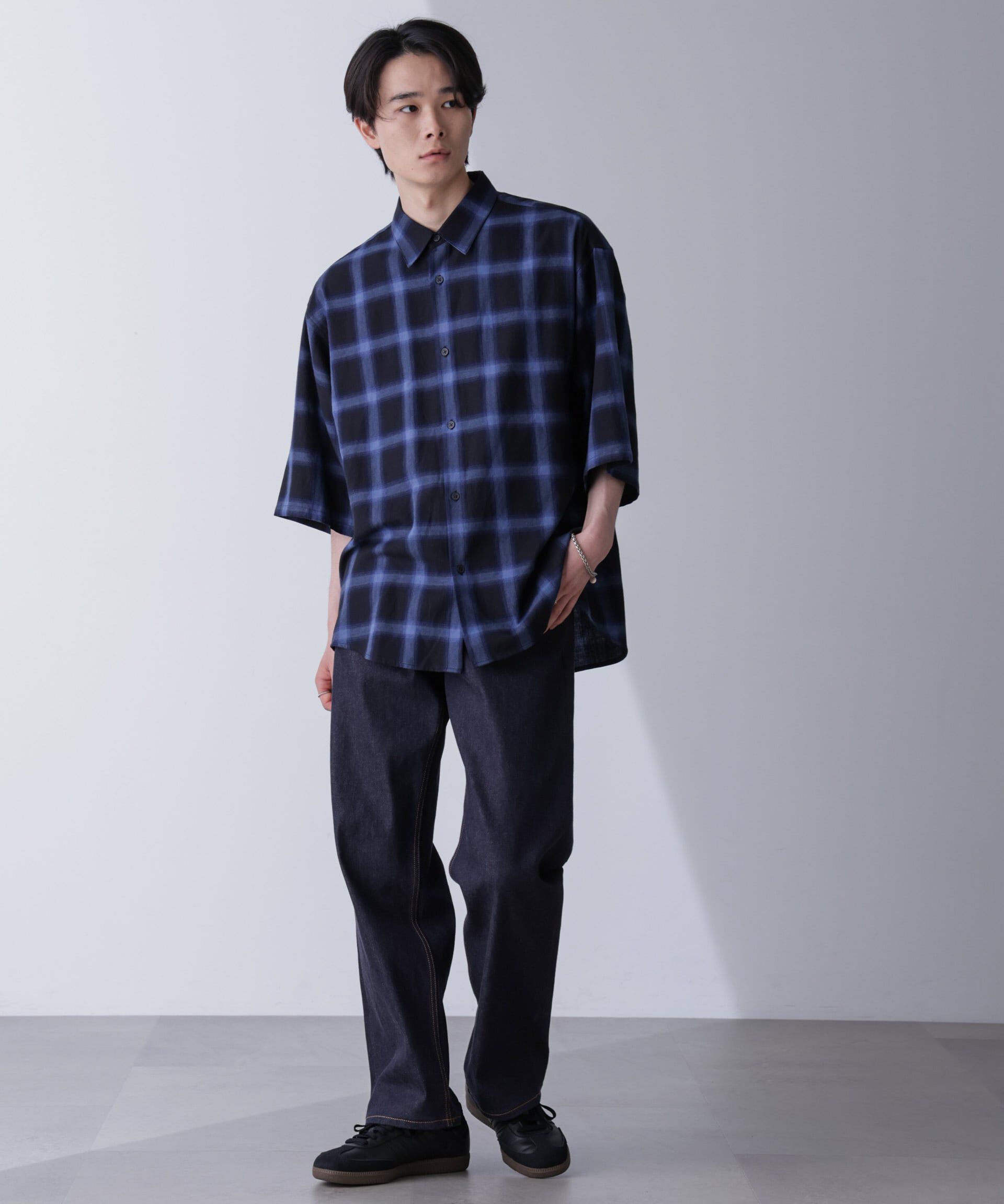 nano･universe「リラックスオンブレーチェックシャツ 半袖」|シャツ・ブラウス|