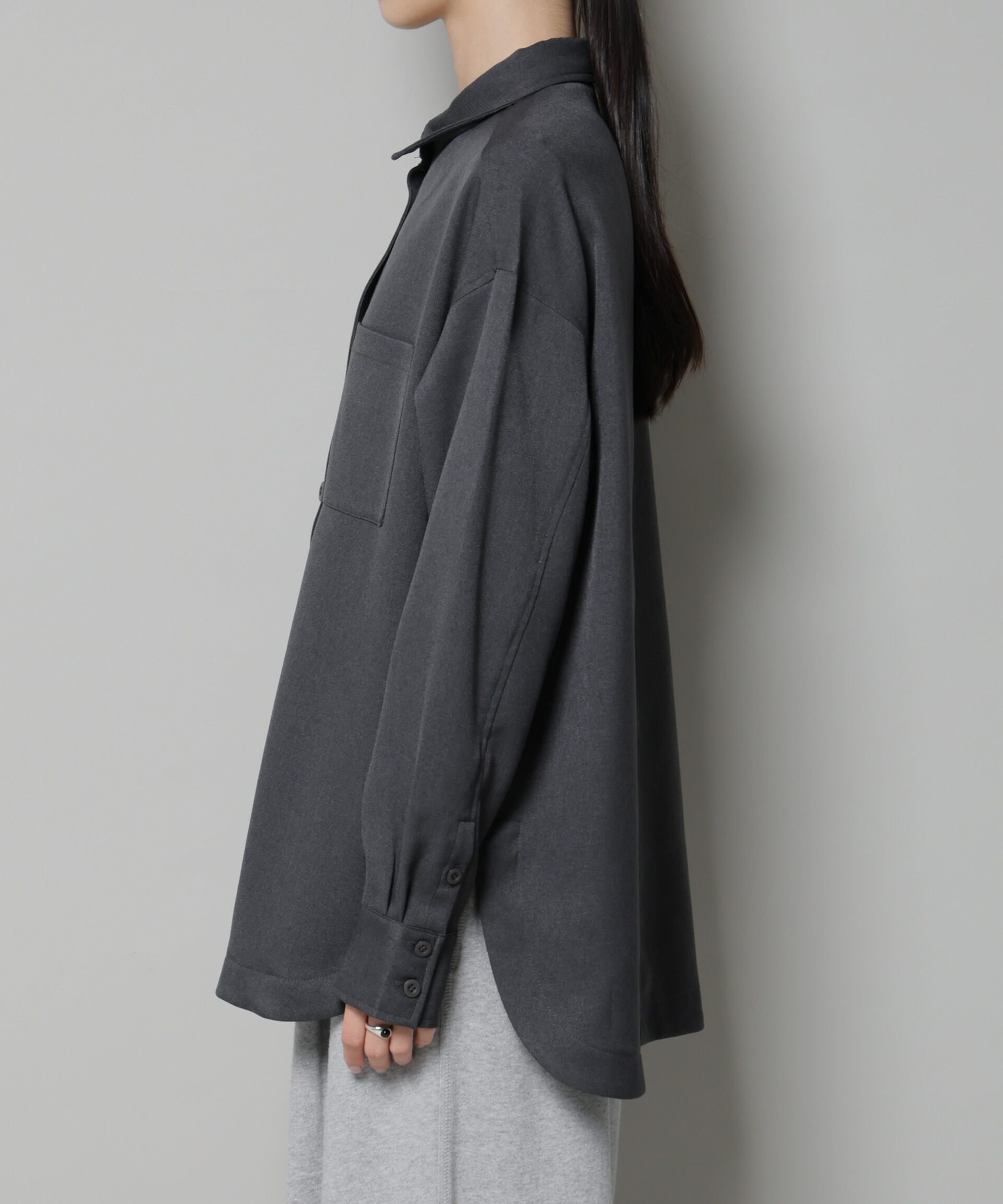 nano･universe「ウールライクポリエステルワイドシルエットシャツ(セットアップ可)」|シャツ・ブラウス|