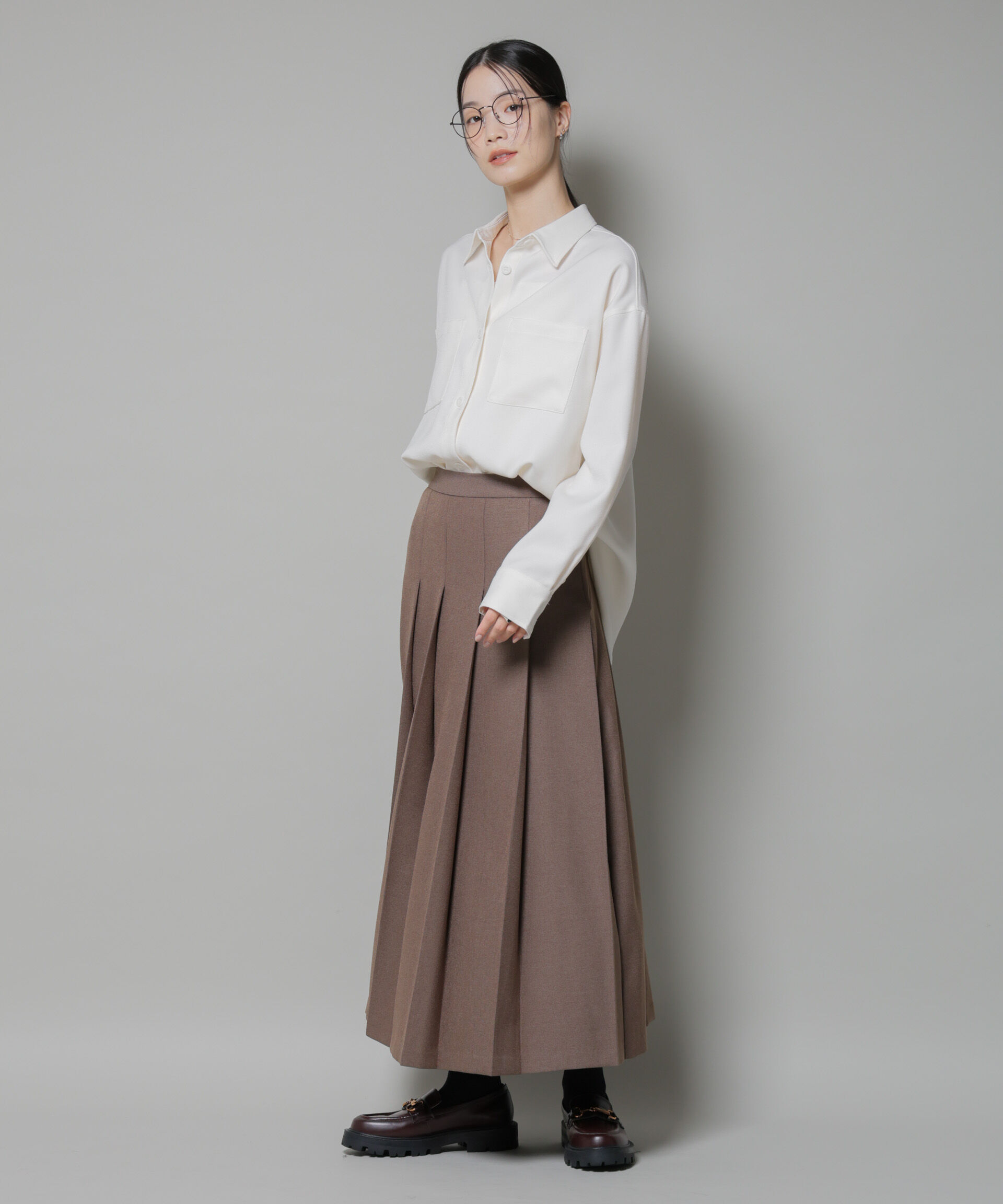 nano･universe「ウールライクポリエステルワイドシルエットシャツ(セットアップ可)」|シャツ・ブラウス|