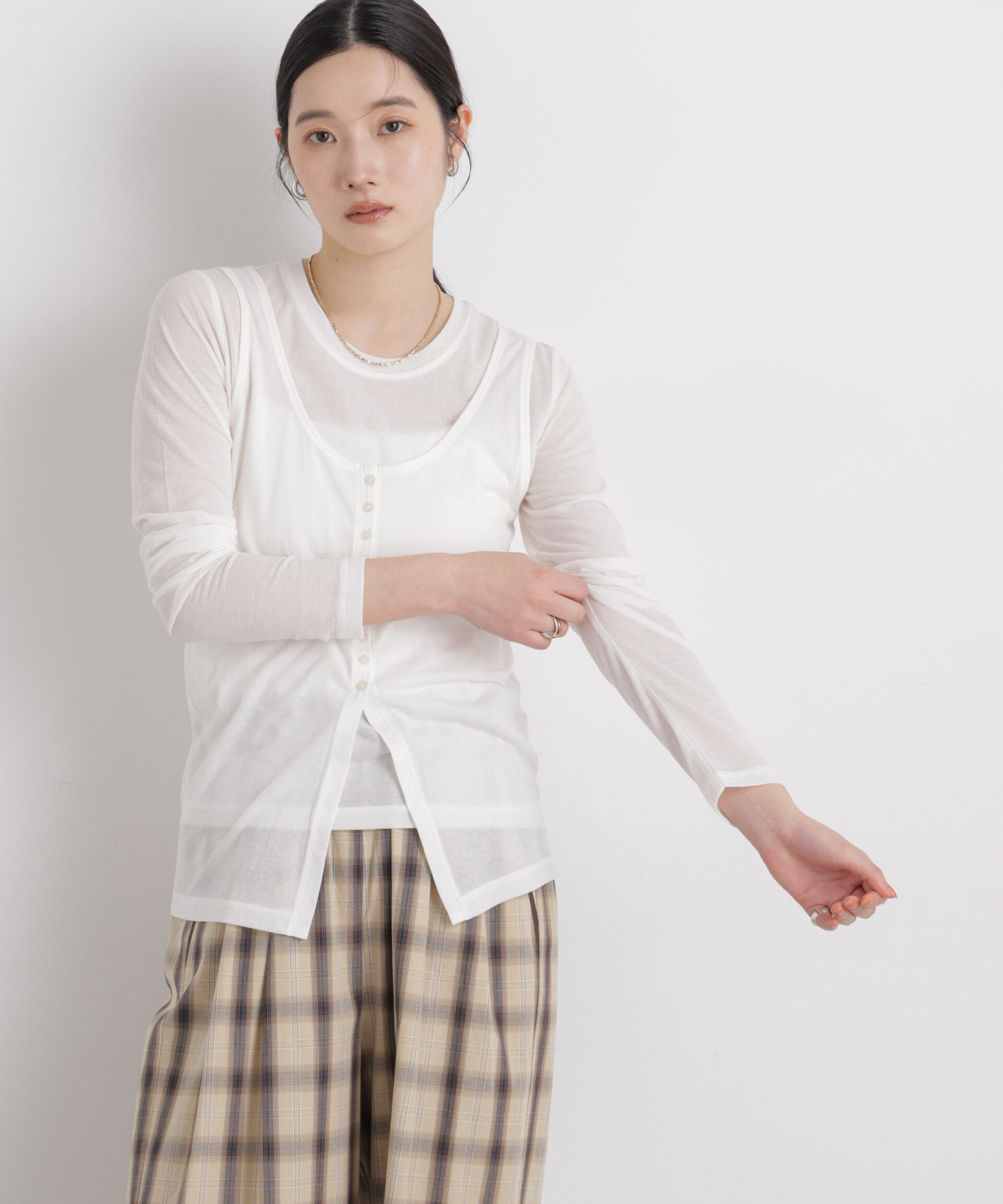 nano･universe「シアータンク＋ロンTレイヤードセット」|Tシャツ・カットソー|