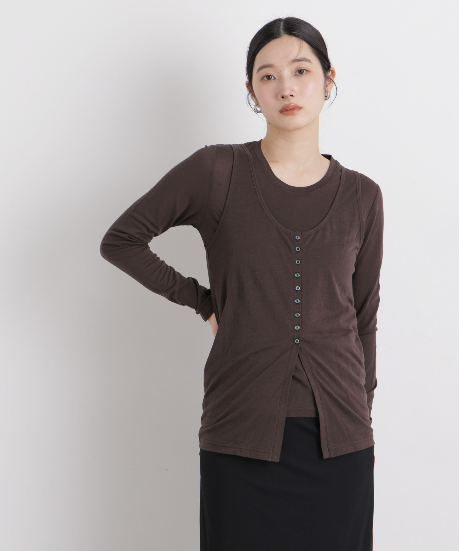 nano･universe「シアータンク＋ロンTレイヤードセット」|Tシャツ・カットソー|