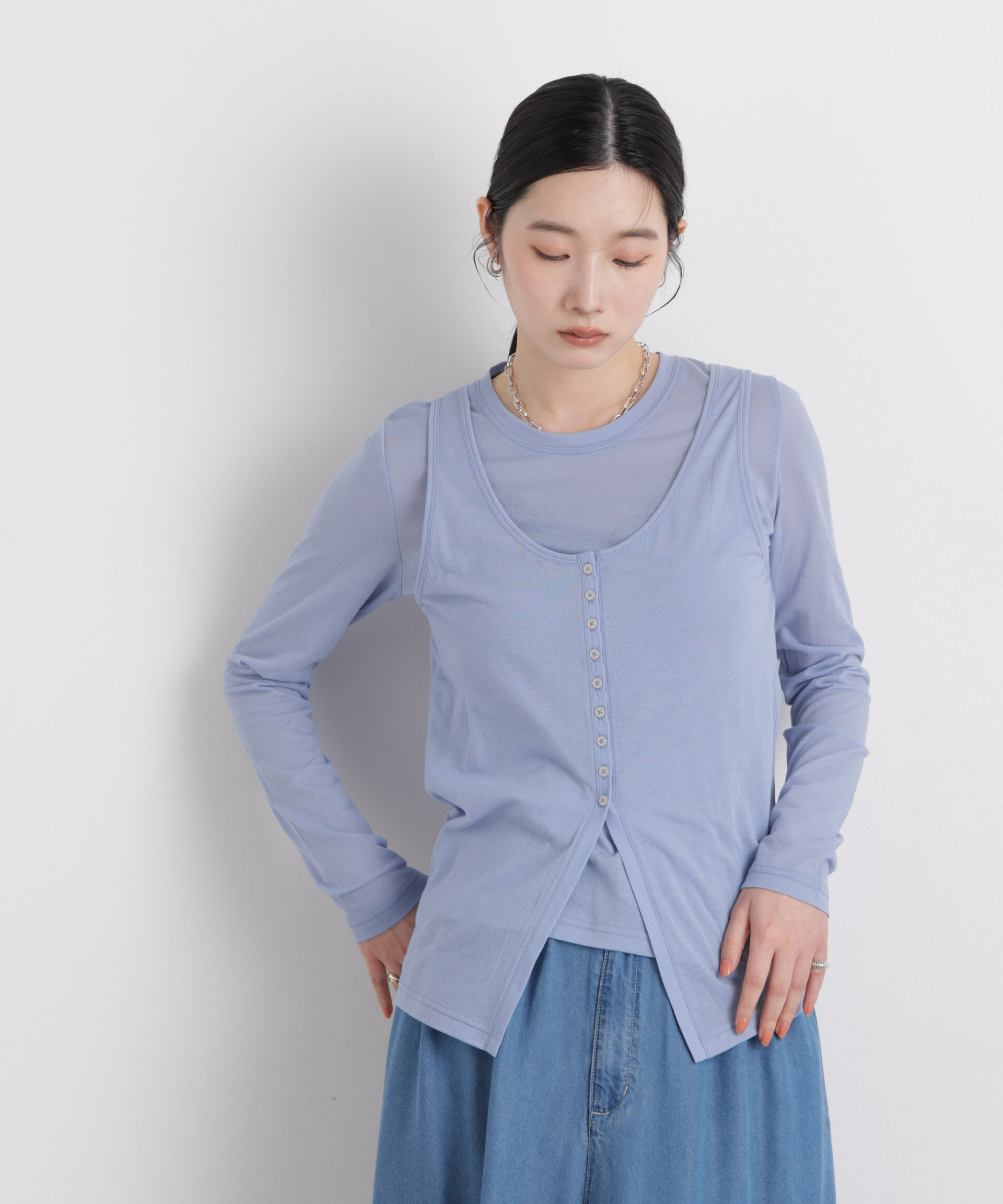 nano･universe「シアータンク＋ロンTレイヤードセット」|Tシャツ・カットソー|