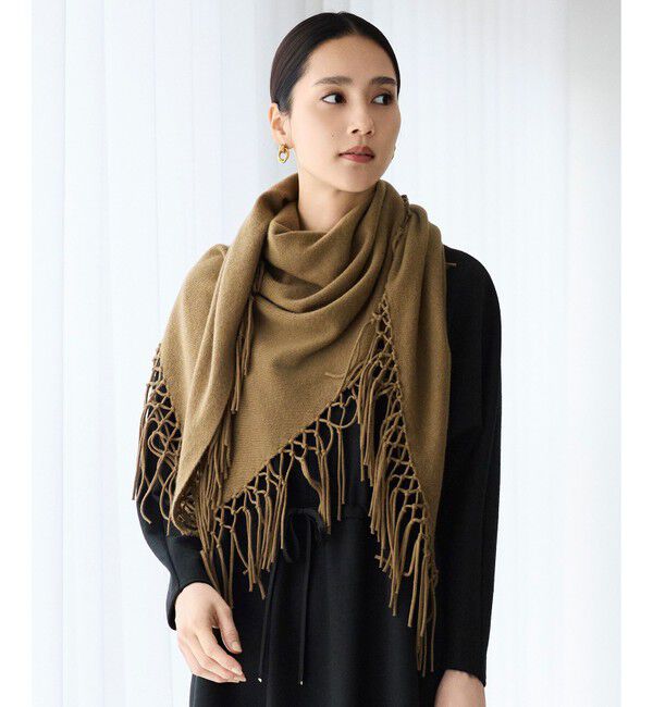 自由区「【SHIHOさん着用】ファインウールカシミヤフリンジ ストール」|ストール|キャメル