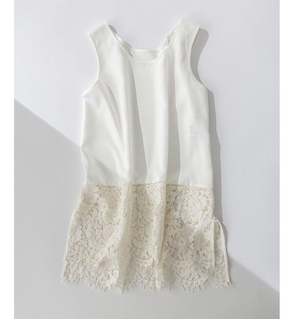 23区「【洗える】レースコンビストレッチ マットサテン インナー タンクトップ」|タンクトップ|ホワイト系