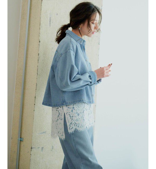 23区「【洗える】レースコンビストレッチ マットサテン インナー タンクトップ」|タンクトップ|