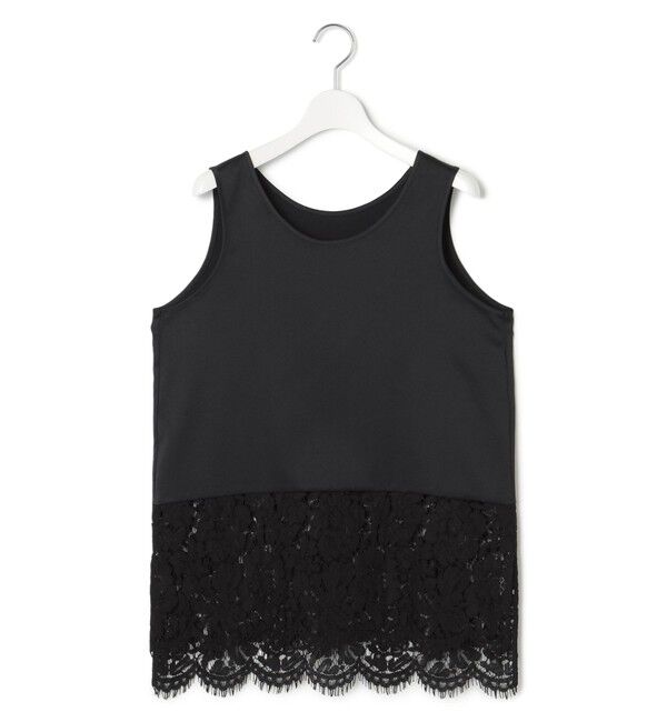 23区「【洗える】レースコンビストレッチ マットサテン インナー タンクトップ」|タンクトップ|