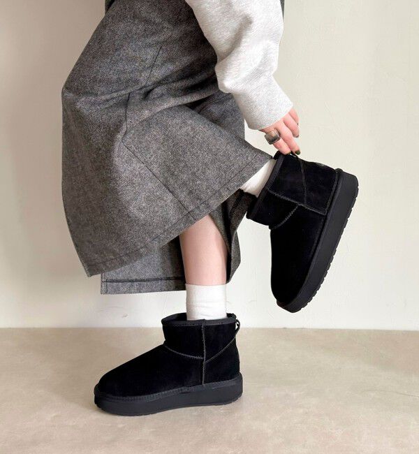 fredy emue「【EMU Australia】マイクロウールプラットフォームムートンブーツ」|ショートブーツ|ブラック