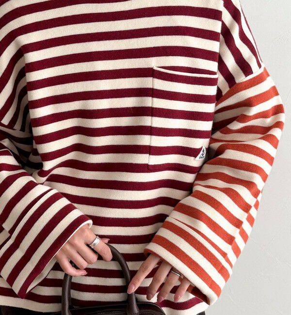 fredy emue「【GEVACO/ゲバコ】ボーダーニットプルオーバー」|ニット・セーター|レッド系その他