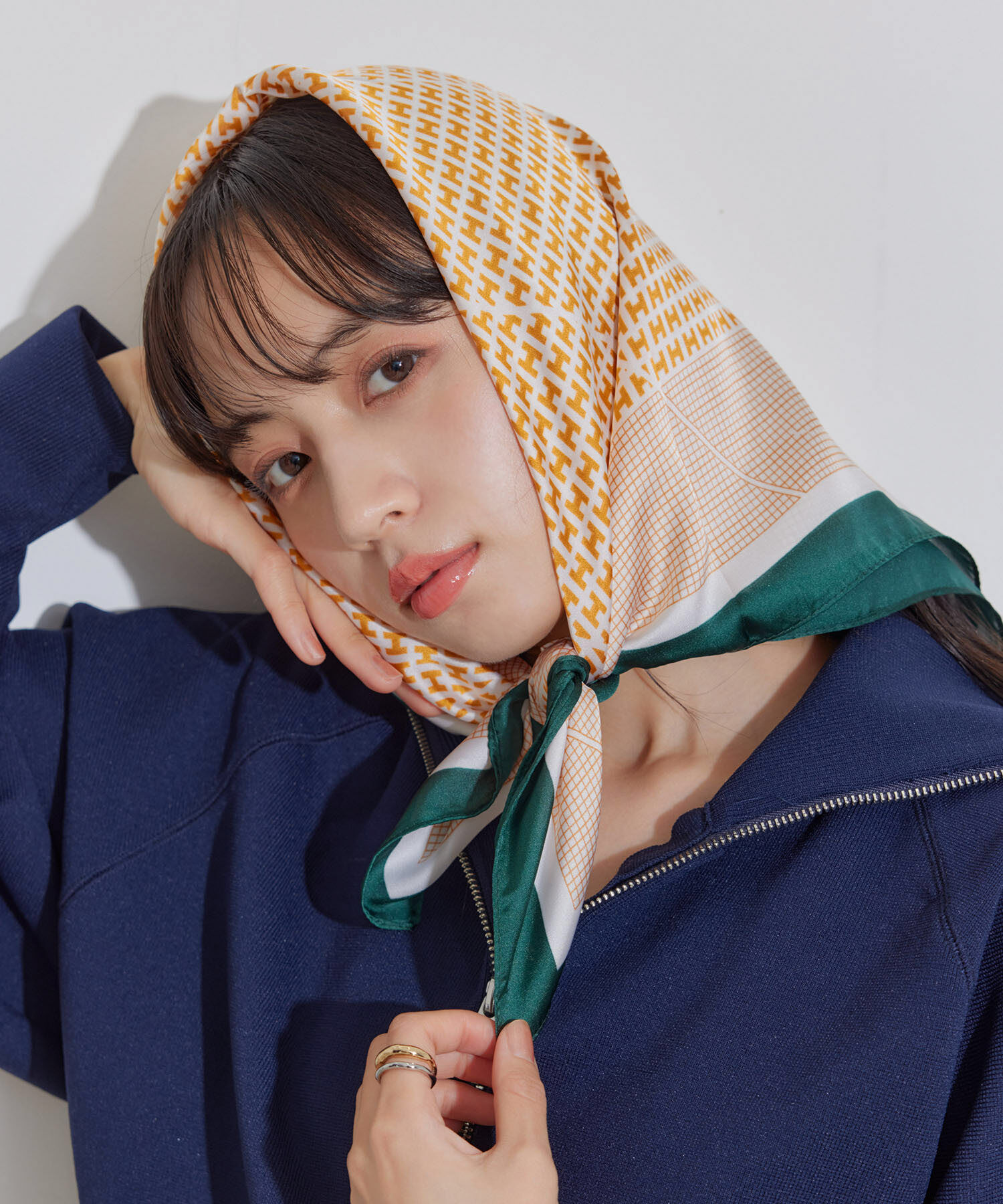 VIS「アソート柄スカーフ70cm」|バンダナ・スカーフ|オレンジ(70)