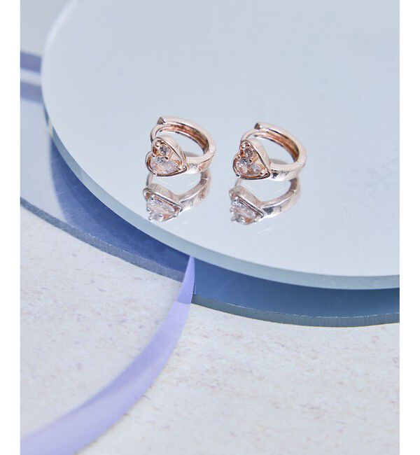 ROPE PICNIC PASSAGE「カットガラスハートフープピアス」|ピアス|ゴールド