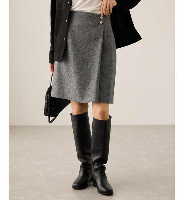 Rope&rsquo;Picnic「ラメカルゼラップ風金ボタンミニスカート」|スカート|グレー(07)