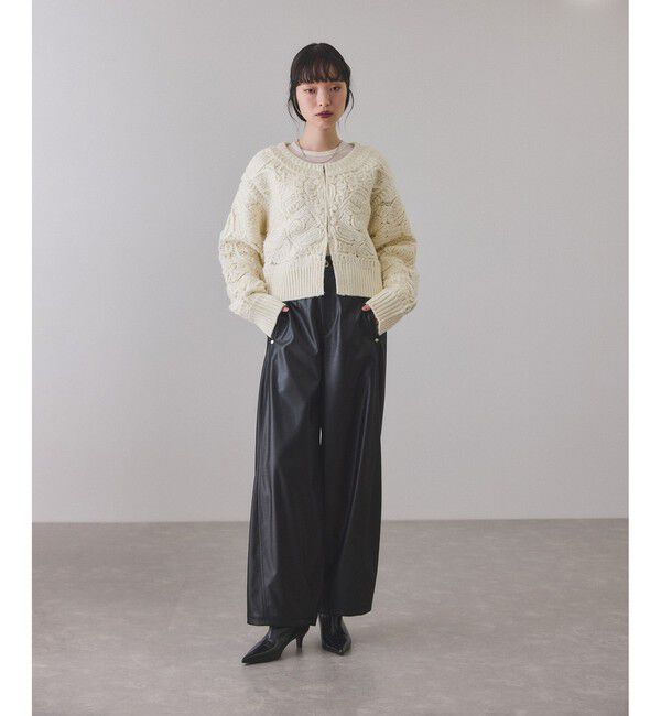 ADAM ET ROPE'「コードレースパターンニットカーディガン」|カーディガン|