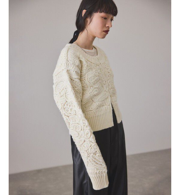 ADAM ET ROPE'「コードレースパターンニットカーディガン」|カーディガン|