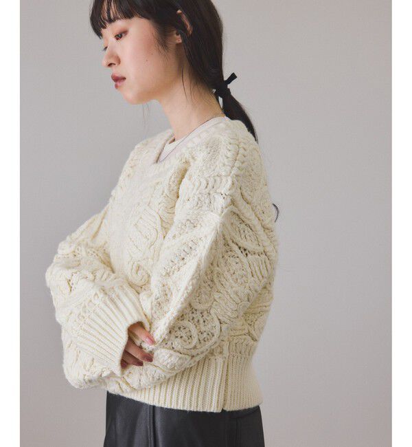 ADAM ET ROPE'「コードレースパターンニットカーディガン」|カーディガン|