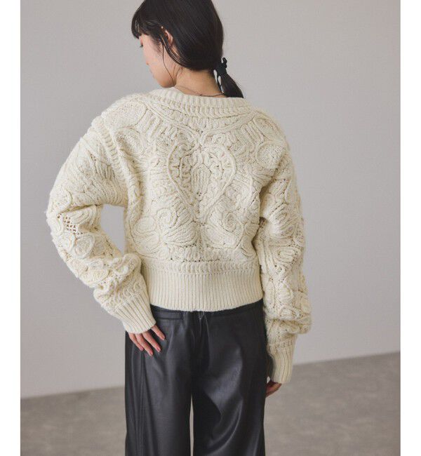 ADAM ET ROPE'「コードレースパターンニットカーディガン」|カーディガン|