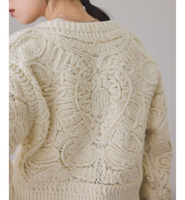 ADAM ET ROPE'「コードレースパターンニットカーディガン」|カーディガン|