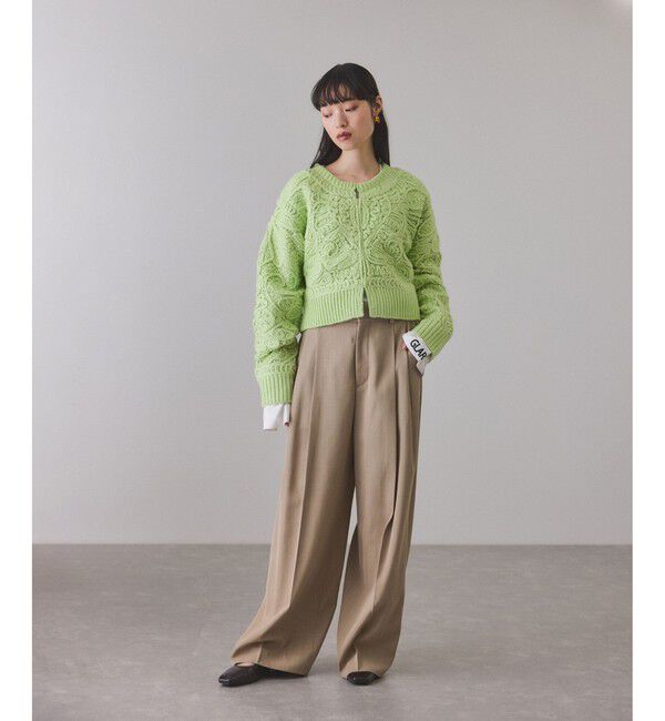 ADAM ET ROPE'「コードレースパターンニットカーディガン」|カーディガン|