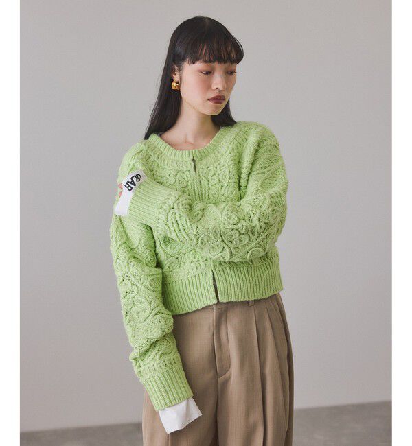 ADAM ET ROPE'「コードレースパターンニットカーディガン」|カーディガン|