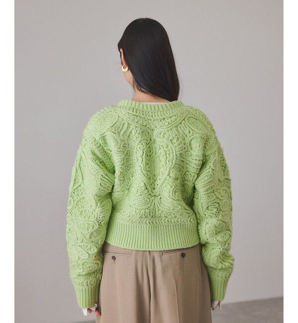 ADAM ET ROPE'「コードレースパターンニットカーディガン」|カーディガン|