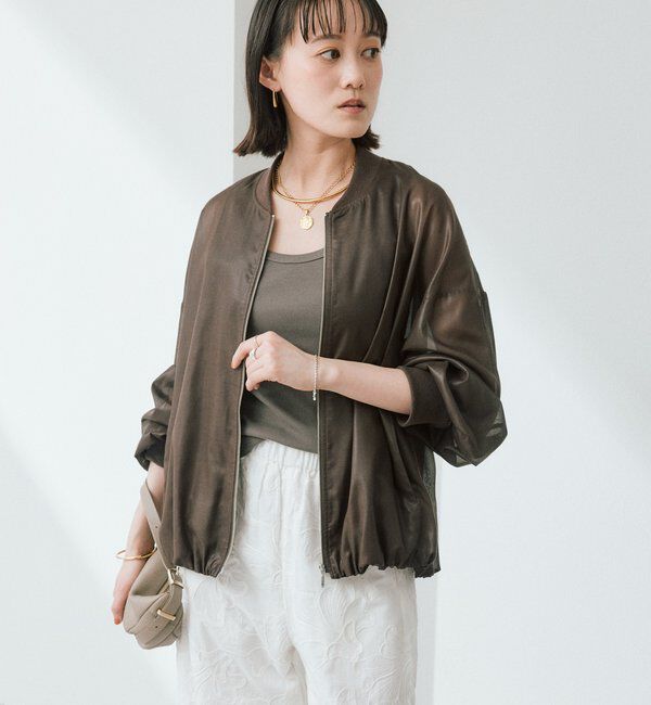  「予約【ほどよい抜け感】グロッシーシアーブルゾン」|ブルゾン・スタジャン|